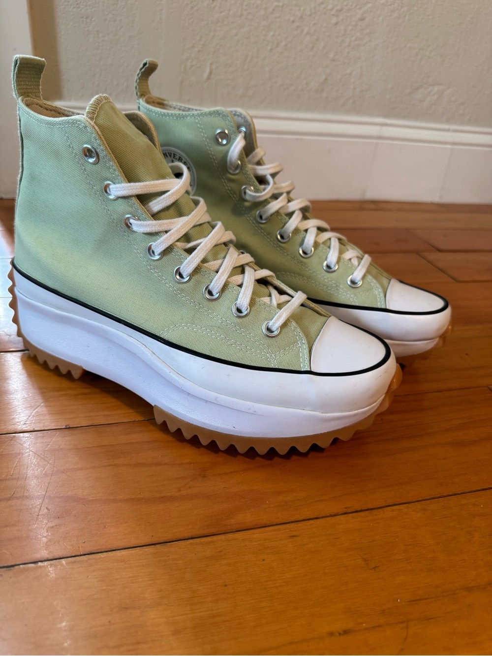 Converse Platform High-Top Sneakers in Mint Green and White